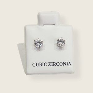 Brand New In Box Cubic Zirconia Tiny Stud Diamond Earrings With Gift Box